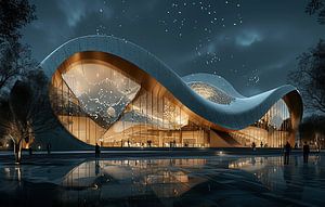 Moderne Architektur bei Nacht