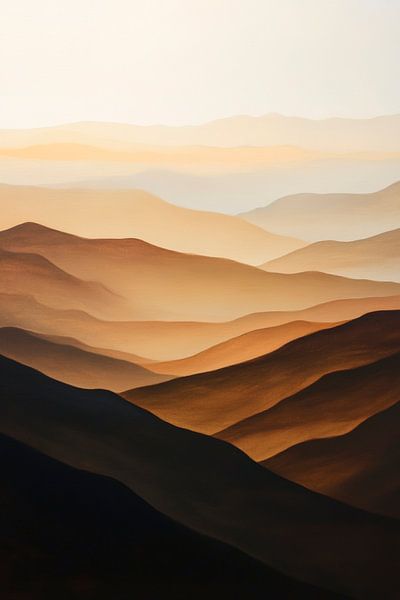 Glooiende heuvels in het ochtendlicht van Poster Art Shop