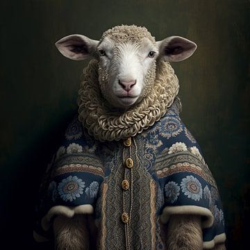 Classic portrait of a sheep by Vlindertuin Art