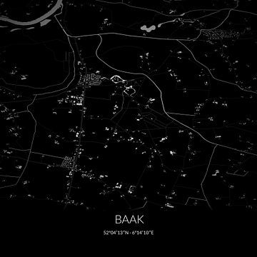 Zwart-witte landkaart van Baak, Gelderland. van Rezona