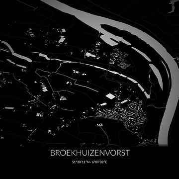 Schwarz-weiße Karte von Broekhuizenvorst, Limburg. von Rezona