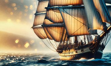 Oud zeilschip met tuigage van Sabine Wagner