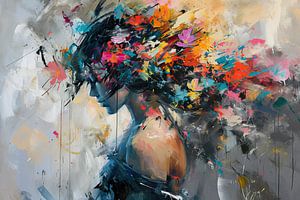 Colour Explosion | Abstract Portrait by Blikvanger Schilderijen