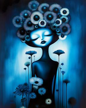 Natural connection; a serene portrait in shades of blue by Lauri Creates