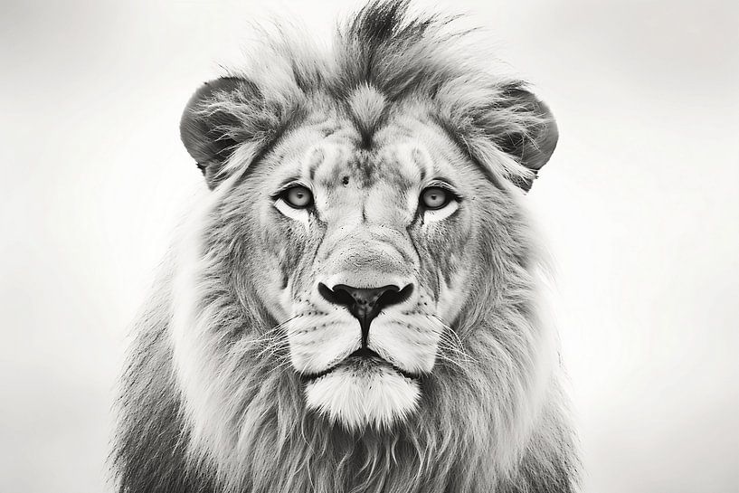 Monochrome leeuw van NJ Midnight Studio