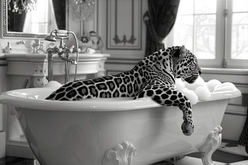Elegant leopard in the bathroom by Felix Brönnimann