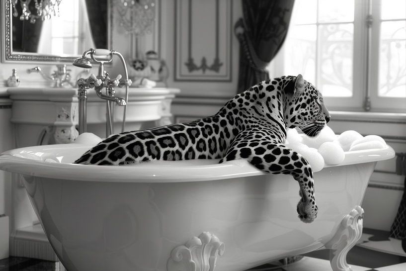 Eleganter Leopard im Badezimmer von Poster Art Shop