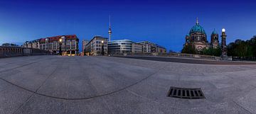 Berlin skyline with television tower and cathedral of the Friedensbrücke