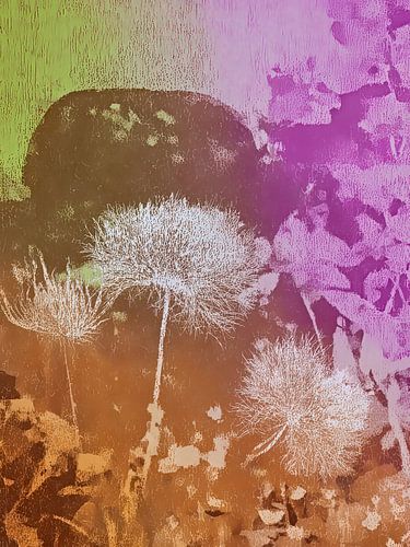 Abstrakte Löwenzahnblüten in Neon-Pastelltönen