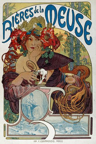 Les bieres de la Meuse - Alphonse Mucha