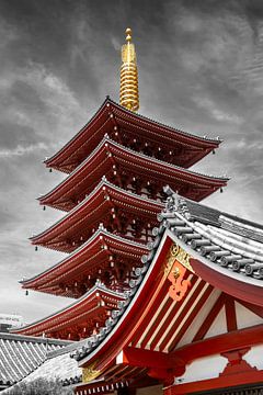 Prachtige pagode van de Senso-ji tempel in Tokio | colourkey van Melanie Viola