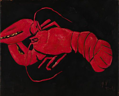 Lobster on Black Background (1940-1941) by Marsden Hartley