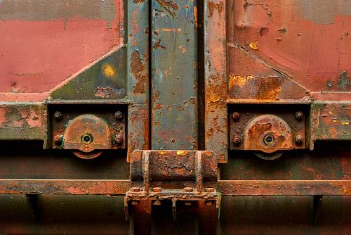 Doors railway carriage with wheels and rust