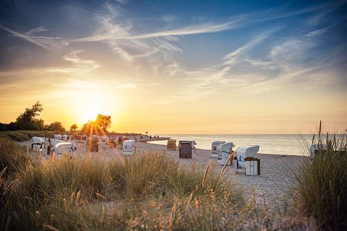 HEILIGENHAFEN | Strandkörbe im Sonnenuntergang am Ostsee Strand von Olliventure