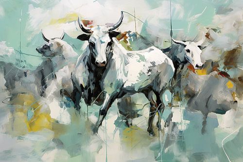 Vaches en randonnée | Peinture expressionniste