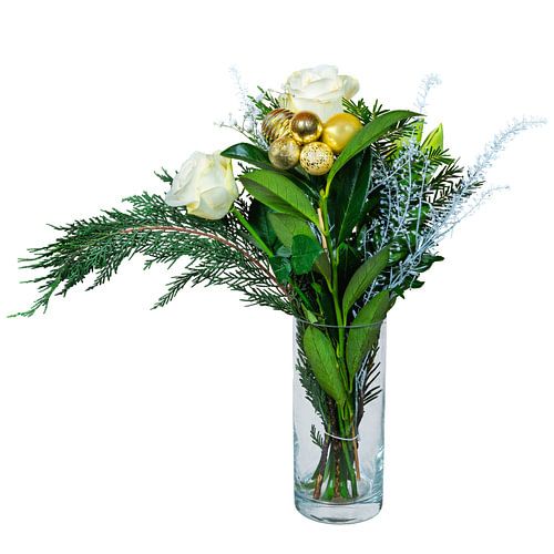 Boeket bloemen met roos op witte achtergrond
