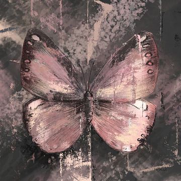 Hotel chic style butterfly in pink and anthracite by Emiel de Lange