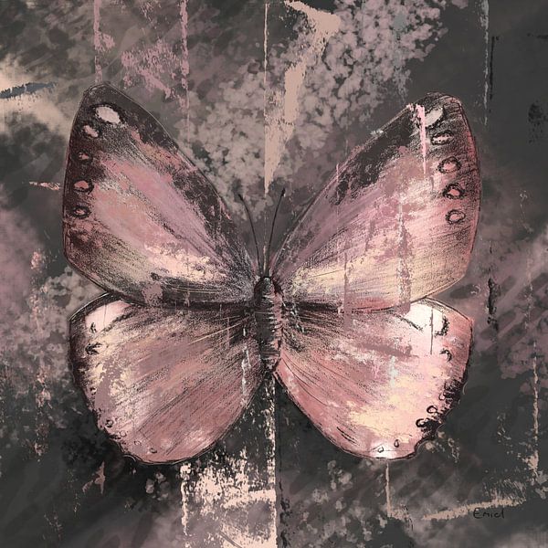 Hotel chic style butterfly in pink and anthracite by Emiel de Lange