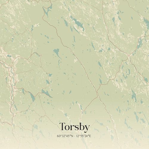 Vintage landkaart van Torsby, Sweden.