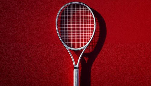 Tennisracket op de baan