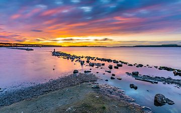 Langzeitbelichtung des Sonnenuntergangs am Veerse Meer von Jan Poppe