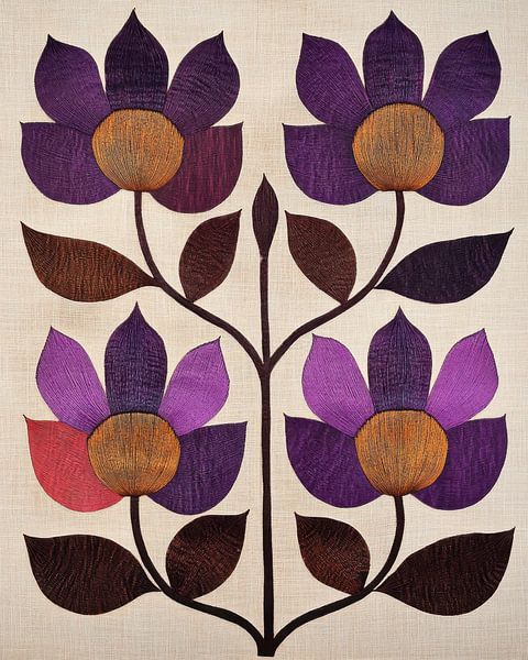 Fleurs rétro imprimées 3 par Kunstkabinet