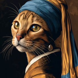 Cat with a pearl earring - Vermeer by Marianne Ottemann - OTTI