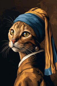 Cat with a pearl earring - Vermeer by Marianne Ottemann - OTTI