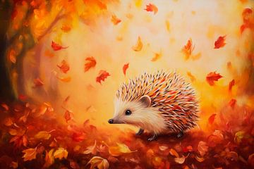 Le hérisson en automne sur Poster Art Shop