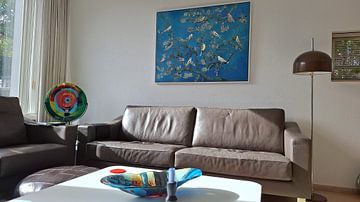 Customer photo: Birds in the Almond Blossom by Marja van den Hurk