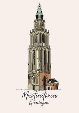 illustration of the Martini Tower in Groningen by Debbie van Eck