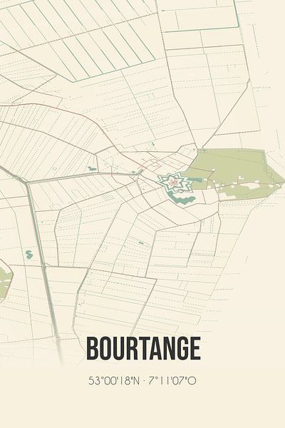 Carte ancienne de Bourtange (Groningen) par Affiches de lieux