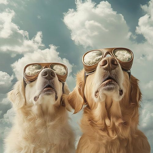 Golden retrievers dans les nuages