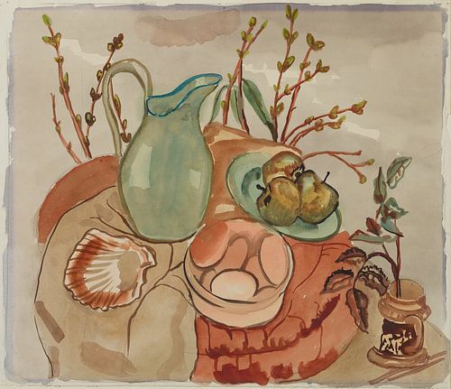 Frances Hodgkins - Stilleven met eieren en wilg (1929-1930)
