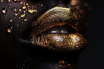 Gouden lippen in een oase van donker contrast van Art & Soul Creations