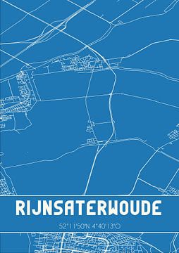 Blauwdruk | Landkaart | Rijnsaterwoude (Zuid-Holland) van Rezona