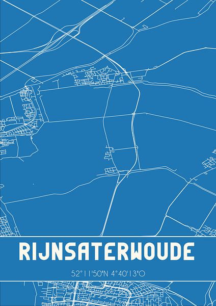 Blueprint | Carte | Rijnsaterwoude (Hollande méridionale) par Affiches de lieux