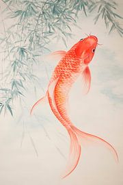 Koi fish in water - Asian painting by Poster Art Shop