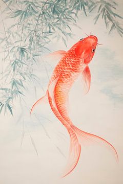 Koivissen in water - Aziatisch schilderij van Poster Art Shop