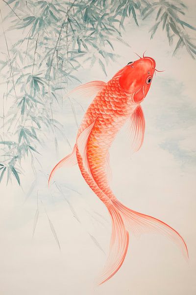 Koi-Fisch im Wasser – Asiatische Malerei von Poster Art Shop