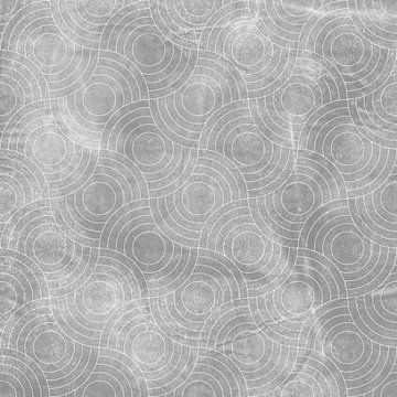 Minimalistische Japandi in lichtgrijs en wit. Bullseye-patroon 2. van Dina Dankers