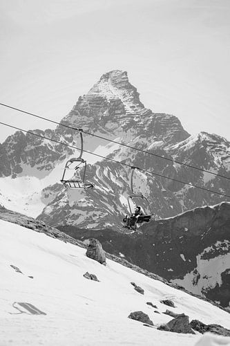 Skiën op de Nebelhorn met uitzicht op de Hochvogel