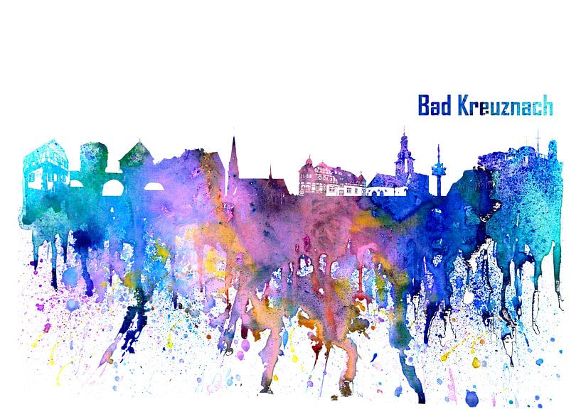 Bad Kreuznach Germany Impressionistic Skyline Splash von Markus Bleichner
