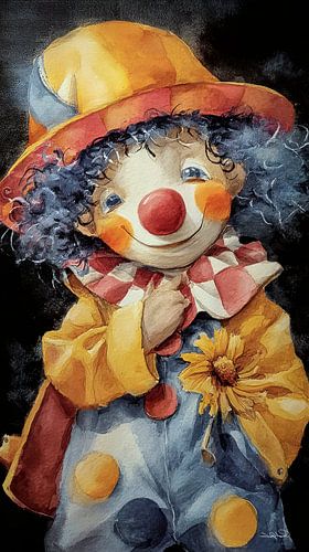 happy clown in watercolour