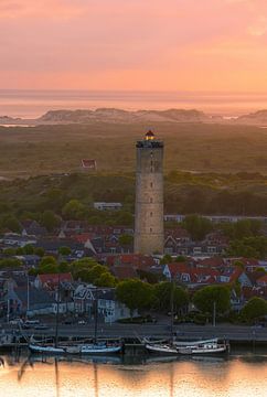 Terschelling's Brandaris at sunset by Ewold Kooistra