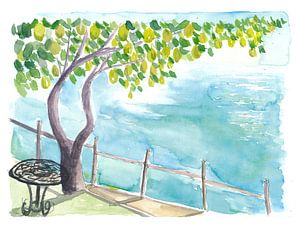 Uitzicht op de Amalfikust met citroenboomgaard van Markus Bleichner