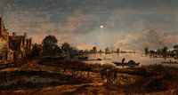 Vue sur la rivière au clair de lune, Aert van der Neer par Des maîtres magistraux Aperçu