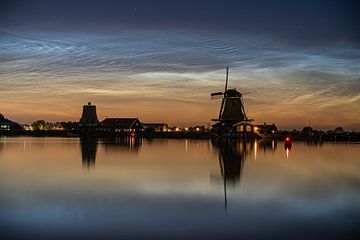 Luminous night clouds over Zaanse Schans