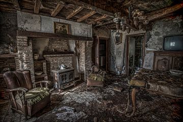 Living Room of an Abandoned Farmhouse by Gerben van Buiten