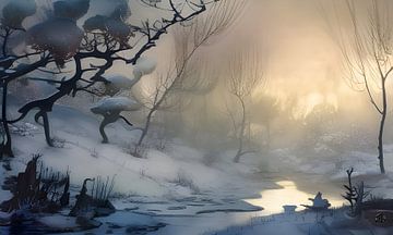Zonsopgang op een wintermorgen van Harmanna Digital Art